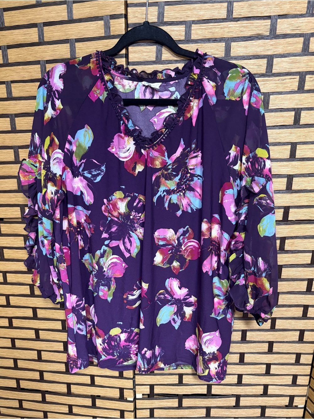 Cato purple floral blouse size XL